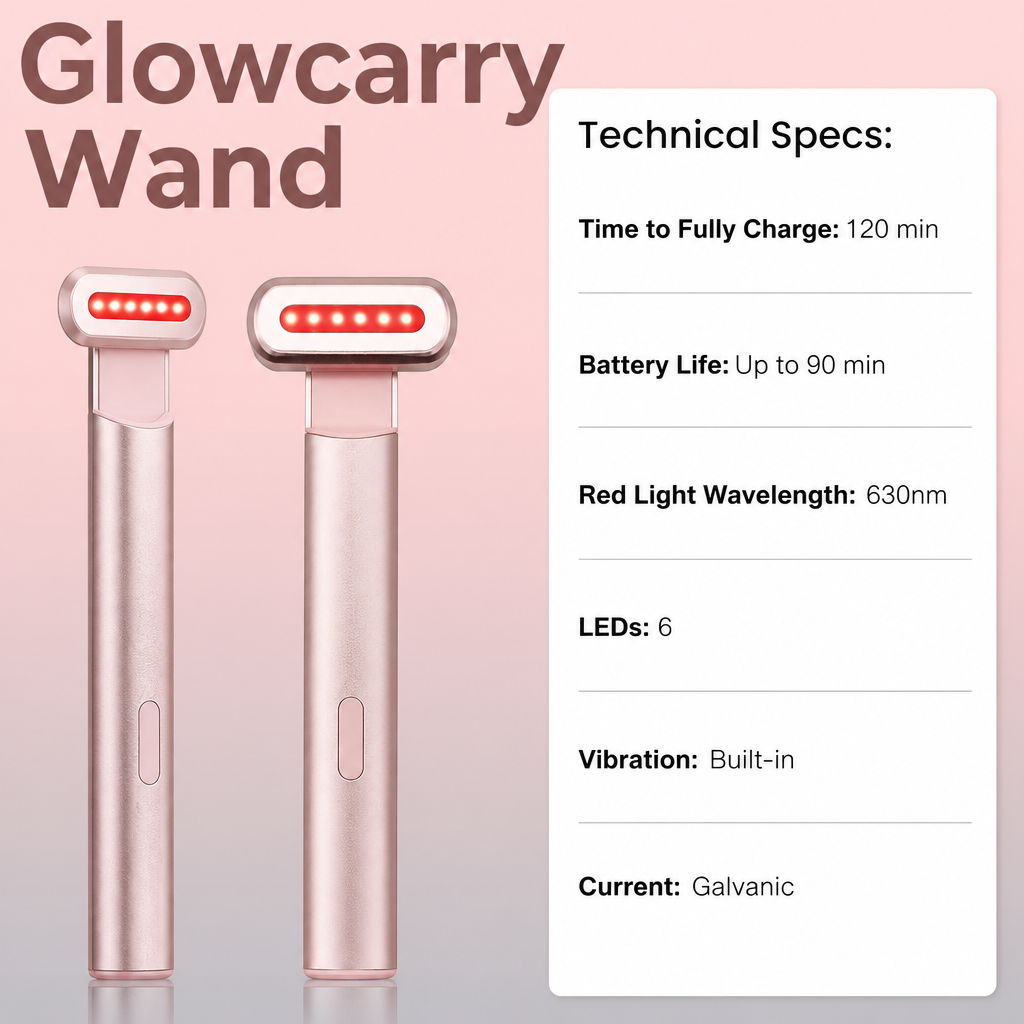 Glowcarry 4-in-1 Radiant Glow Skincare Wand with Red Light Therapy
