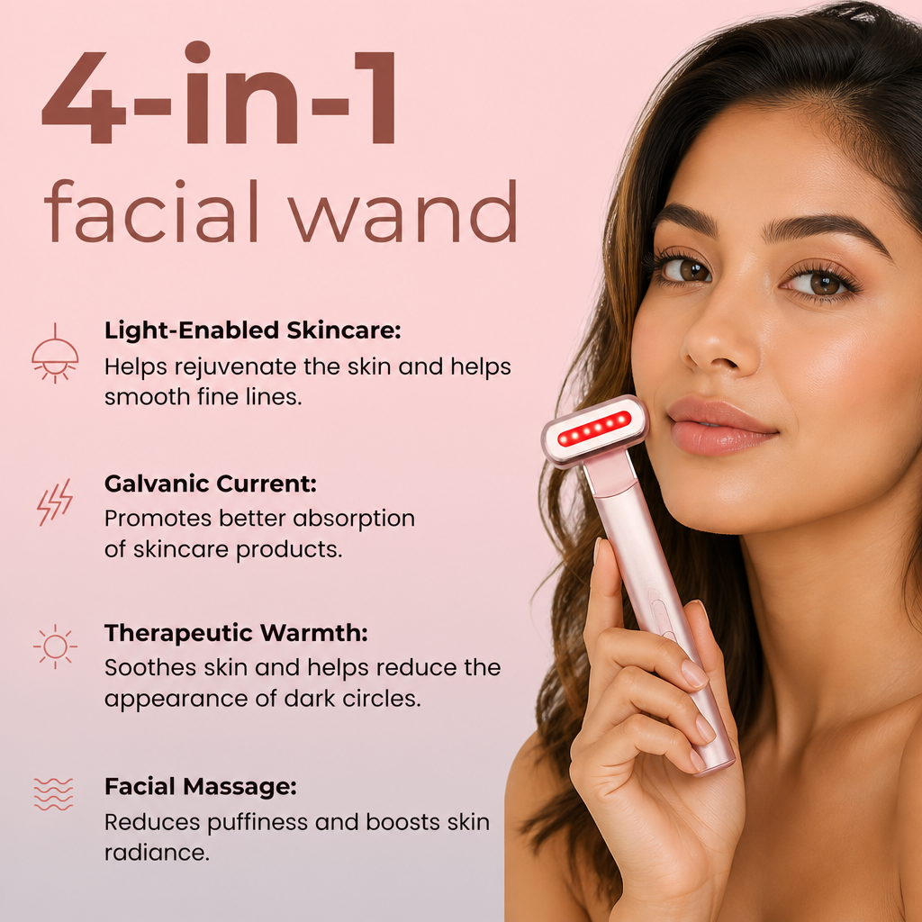 Glowcarry 4-in-1 Radiant Glow Skincare Wand with Red Light Therapy