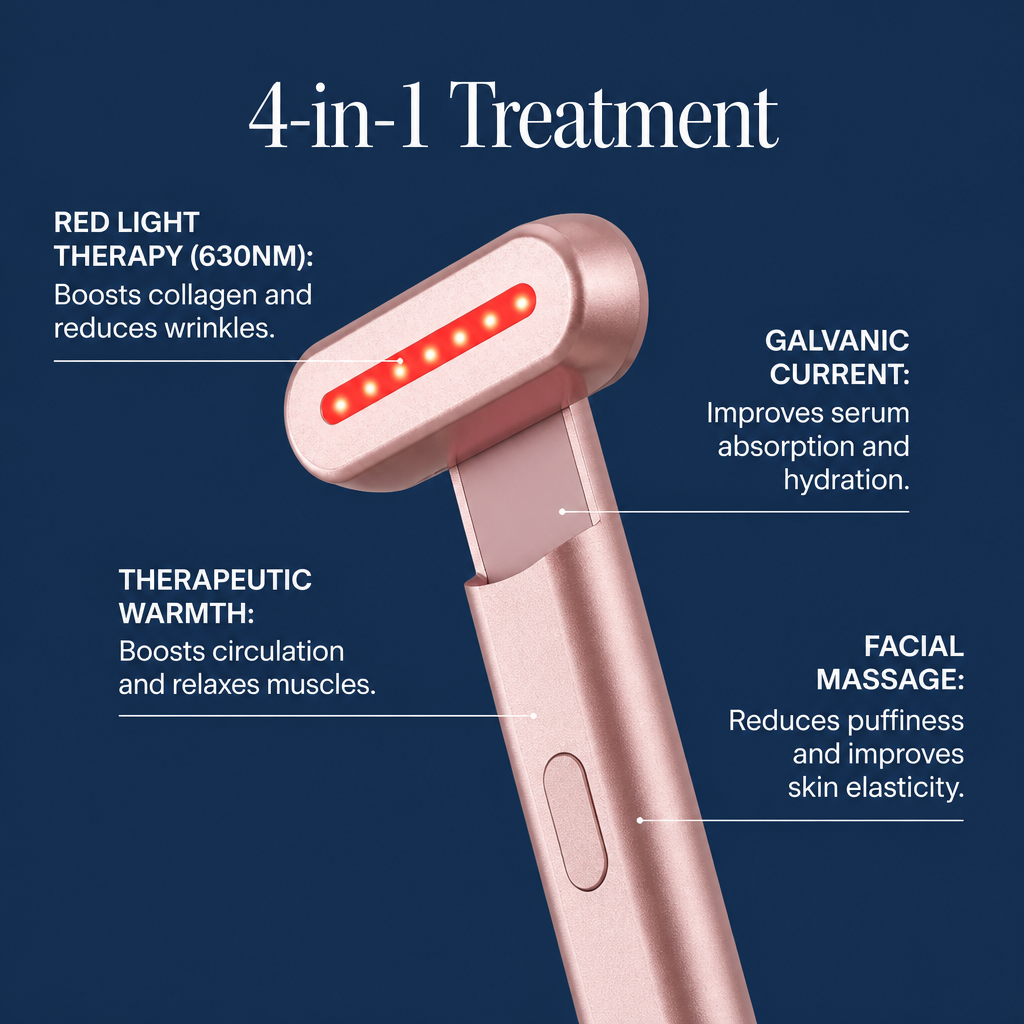 Glowcarry 4-in-1 Radiant Glow Skincare Wand with Red Light Therapy