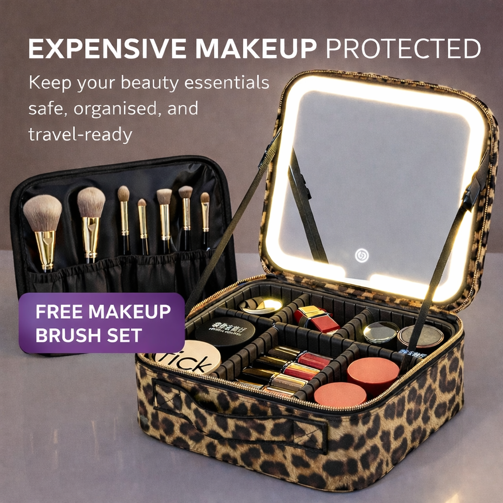 GlowCarry LumiCase Makeup Case Leopard Print