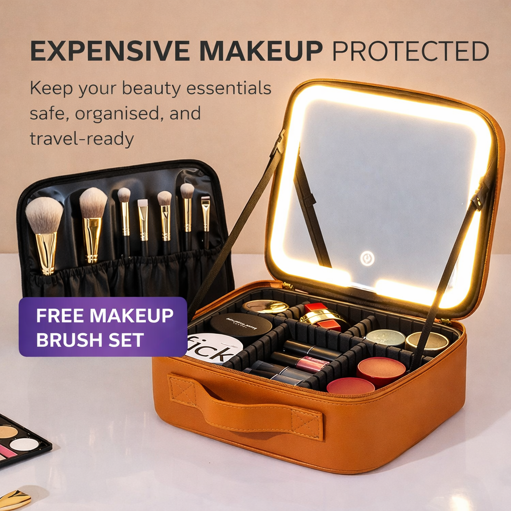 GlowCarry LumiCase Makeup Case Brown