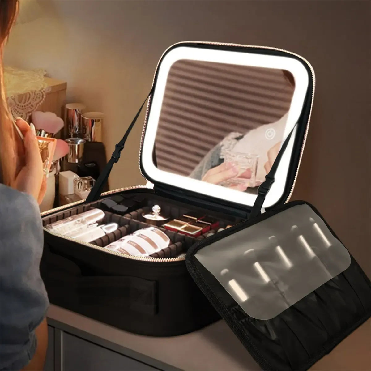 GlowCarry LumiCase Makeup Case Black